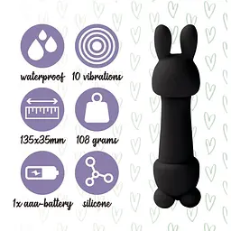 Мінівібратор FeelzToys Mister Bunny Black з двома насадками - мініатюра 5