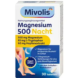 Біологічно активна добавка Mivolis Magnesium 500 Nacht, ночной депо, 30 шт