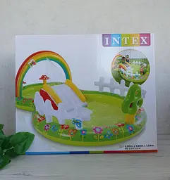 Надувний ігровий центр Intex 57154 «Мій сад», 290 х 180 х 104 см, з надувними іграшками, фонтаном і гіркою - мініатюра 3