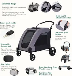 Коляска для домашніх тварин Bestopet Люпосанчик BS-RL-11 Grey - мініатюра 4