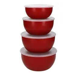 Набір мисок з кришками KitchenAid Universal, 4 шт, 355/591/828/1065 мл, червоний (KQG176OSERE) - мініатюра 1