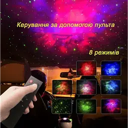 Нічник проектор зоряного неба Астронавт маленький з пультом дитячий, світильник - мініатюра 3
