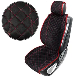 Накидка для сидіння Алькантара Verona Premium L Чорні-Червона Нитка 1 шт (Оригінал)