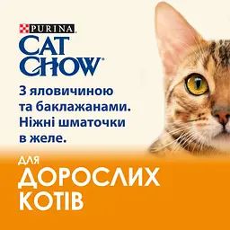 Вологий корм для котів Cat Chow Adult ніжні шматочки в желе з яловичиною та баклажанами 85 г - мініатюра 4
