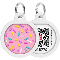 Адресник для собак і котів Waudog Smart ID з QR паспортом, Маршмеллоу, S, діаметр 25 мм