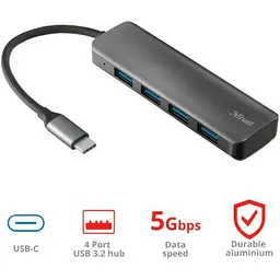 Концентратор Halyx Type-C to 4-Port USB-A 3.2 Grey Trust (24948_TRUST) - мініатюра 8