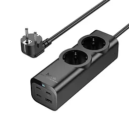 Мережевий подовжувач Hoco NS10 Wisdom 2-Position (PD67W/3C1A) Desktop Socket Black - мініатюра 3