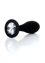Анальна пробка - Jewellery Silicone Black Plug M Clear