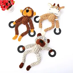 Плюшева іграшка для собак Squeaky Dog Toy with Rubber Ring - Beige Bear - мініатюра 2