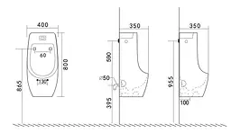 Пісуар підвісний Mixxus Premium Bevel-1001 390x395x795 мм з ІЧ-датчиком автоматичного змиву MP6661, Білий - мініатюра 2