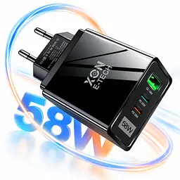 Зарядний пристрій XON PowerCharge 58W (PD20) USB Type-C (PCWA058020A1С2B 6068) Чорний - мініатюра 2