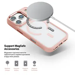 Чехол Apple iPhone 17 Pro, Unit MagSafe, розовый, прозрачный, магсейф, противоударный, магнитный, панель-накладка с поддержкой MagSafe, с поддержкой беспроводной зарядки, TPU+PC, защита всего корпуса, ударопрочный, ArmorStandart (ARM86295) - мініатюра 4