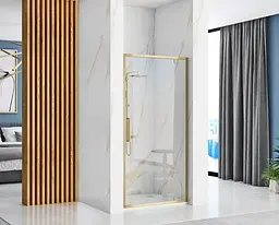 Душові двері Rea Rapid Swing 100 brushed gold REA-K2503, прозорий, золотий - мініатюра 2