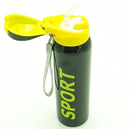 Термос для води напоїв з трубочкою напувалкою пляшка спортивна сталева SPORT 350 мл чорний