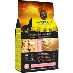 Сухий корм Ambrosia Grain Free для цуценят усіх порід з куркою та свіжою рибою 6 кг - мініатюра 3