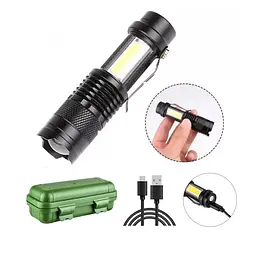 Ліхтарик ручний Bailong BL525 Led-CREE Q5+COB, 3 режими, Zoom, алюміній, акумулятор, 100х24х24 - мініатюра 3