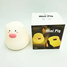 Силіконовий дитячий нічник 7 LED кольорів світильник іграшка Свинка UKC Mini Pig LAMP - мініатюра 8