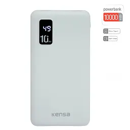 Павербанк 10000 mAh белый портативное зарядное устройство power bank для телефона 2.1А Kensa KP-64 - миниатюра 2