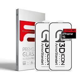 Захисне 3D скло для Apple iPhone 16, Icon 3D, загартоване, 9H, загартоване скло, повне проклеювання, протиударне, глянсове з олеофобним покриттям, на весь екран, сумісне з чохлами, проста установка, ArmorStandart (ARM83511)