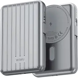 Зовнішній акумулятор WiWU PP04 Trunk Series Magnetic Wireless 20000mAh 22.5W Silver (6936686410847) [104338] - мініатюра 3