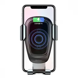 Тримач в машину з бездротовим ЗП Baseus Metal Gravity Car Mount (Air Outlet Version) 1.7A QC3.0 сірий (17217) - мініатюра 6