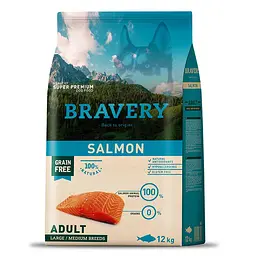 Сухий корм для собак cередніх та великих порід BRAVERY Salmon Large/Medium Adult з лососем 12 кг