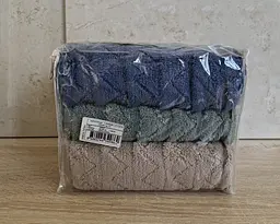 Набір турецьких махрових рушників Cestepe MicroCotton Premium 3 штуки 50x90 Ucgen 1 щільність 600 г/м2 - мініатюра 7