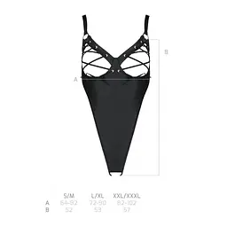 Боді з екошкіри Passion Celine Body black: з доступом відкритий L/XL - мініатюра 7