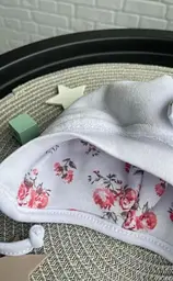 Утеплена весняна шапочка для новонародженої дівчинки Rose 6-9 міс. (42-44 см) Lari Білий - мініатюра 3