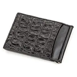 Затискачач з натуральної шкіри крокодила чорний CROCODILE LEATHER 18169 - мініатюра 2