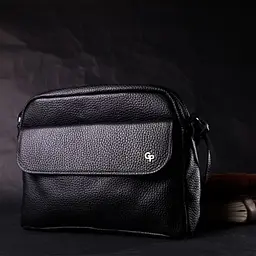 Зручна сумка жіноча крос-боді з натуральної шкіри Grande Pelle 11651 чорна - мініатюра 9