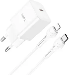 Зарядний пристрій блок і кабель Hoco N27 Innovative 20 W (1 Type-C) + Type-C to Lightning white