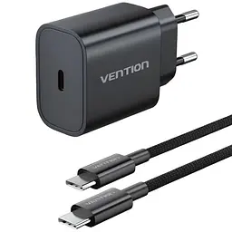 Зарядний пристрій Vention 20W 1×USB-C з кабелем USB-C M-M Black (G16B0-EU)