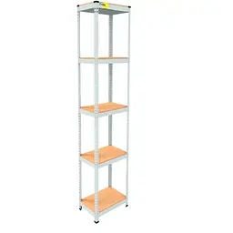Металевий стелаж Emby Light Series (розмір 2400х450x300мм) 5 полиць ДСП до 100кг Білий