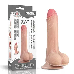 Фалоімітатор - Sliding-Skin Dual Layer Dong 7" Flesh - мініатюра 6