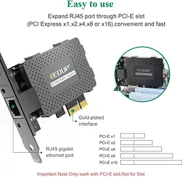 Мережева карта EDUP EP-9602GS гігабітний мережевий адаптер PCI Express PCIe для ПК (19208) - мініатюра 4