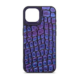 Кожаный чехол для Apple iPhone 15, Harder Kaiju Skin, синий, термополиуретан ТПУ + экокожа с эффектом текстуры монстра, панель, защита корпуса, противоударный, микрофибра, рамка вокруг камеры, защита всего корпуса, (ARM76835)