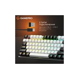 Клавіатура GamePro Genesis Joker Pro MK124G Pro Outemu Red Switch Wireless/Bluetooth/USB UA Gray (MK124G Pro) - мініатюра 7
