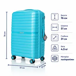 Валіза з розширенням Snowball 49203 велика 109л блакитна (49203-L-LightBlue) - мініатюра 2