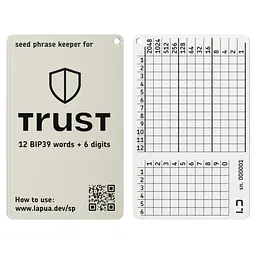 Мнемонічний планшет Lapua Seed phrase keeper for Trust Wallet (LSPKTW)