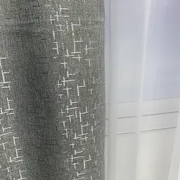 Льняні мармурові блекаут штори темно-сірого кольору 2шт. 150х270 з білим шифоновим тюлем 400х270, на ALBO pbe0052663 - мініатюра 9