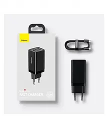 Мережевий зарядний пристрій Baseus GaN3 Pro Fast Charger 2Type-C+USB 65 W CCGP050101 Black - мініатюра 5
