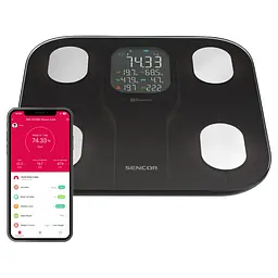 Sencor Веси підлогові Sencor, 180кг, AAAx4, підкл. до смартфону, скло, чорний - мініатюра 3