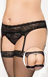 Пояс для панчох зі стрінгами Softline Garterbelt 3305, XXXL (чорний)
