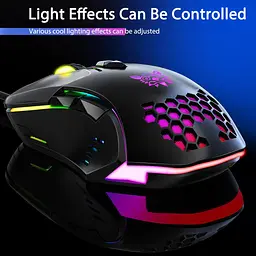 Комп'ютерна мишка Onikuma дротова ігрова комп’ютерна C12 RGB підсвітка 800-6400 DPI 7 кнопок для ПК та ноутбука чорний - мініатюра 4