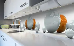 Вініловий кухонний фартух Глянцеві кулі Сфери наклейка для кухні ПВХ Абстракція Білий Happy Pocket Z181561