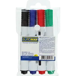 Набір маркер Buromax для магнітних дощок 4 шт. (BM.8800-94) - мініатюра 2
