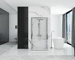 Душова кабіна Rea Rapid Swing 100x100 chrome пристінна REA-KPL-09123, Хром, Універсальна, прозорий, хром - мініатюра 4