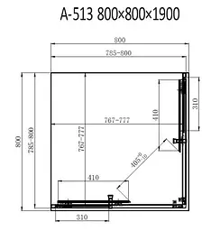 Душова кабіна Dusel A-513 80x80x190 прозоре, Універсальна, прозорий, хром, 80x80 - мініатюра 8