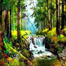 Алмазна мозаїка 30*30 на підрамнику В Лісі Водоспад